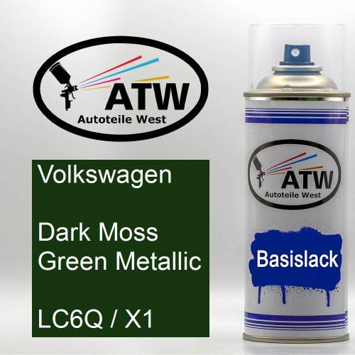 Volkswagen, Dark Moss Green Metallic, LC6Q / X1: 400ml Sprühdose, von ATW Autoteile West.